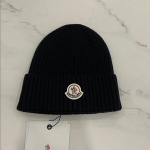 Moncler Black Wool Beanie Hat NWT (One Size)
